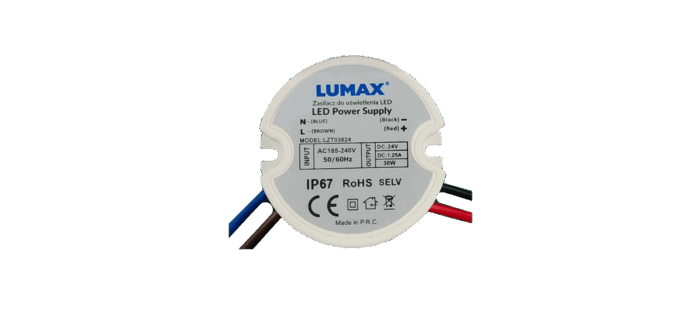 Alimentare pentru instalatie de iluminat LED IP44 30W, 12V, 2.5A, 50x22mm - pentru cutie-ro-electrice.ro